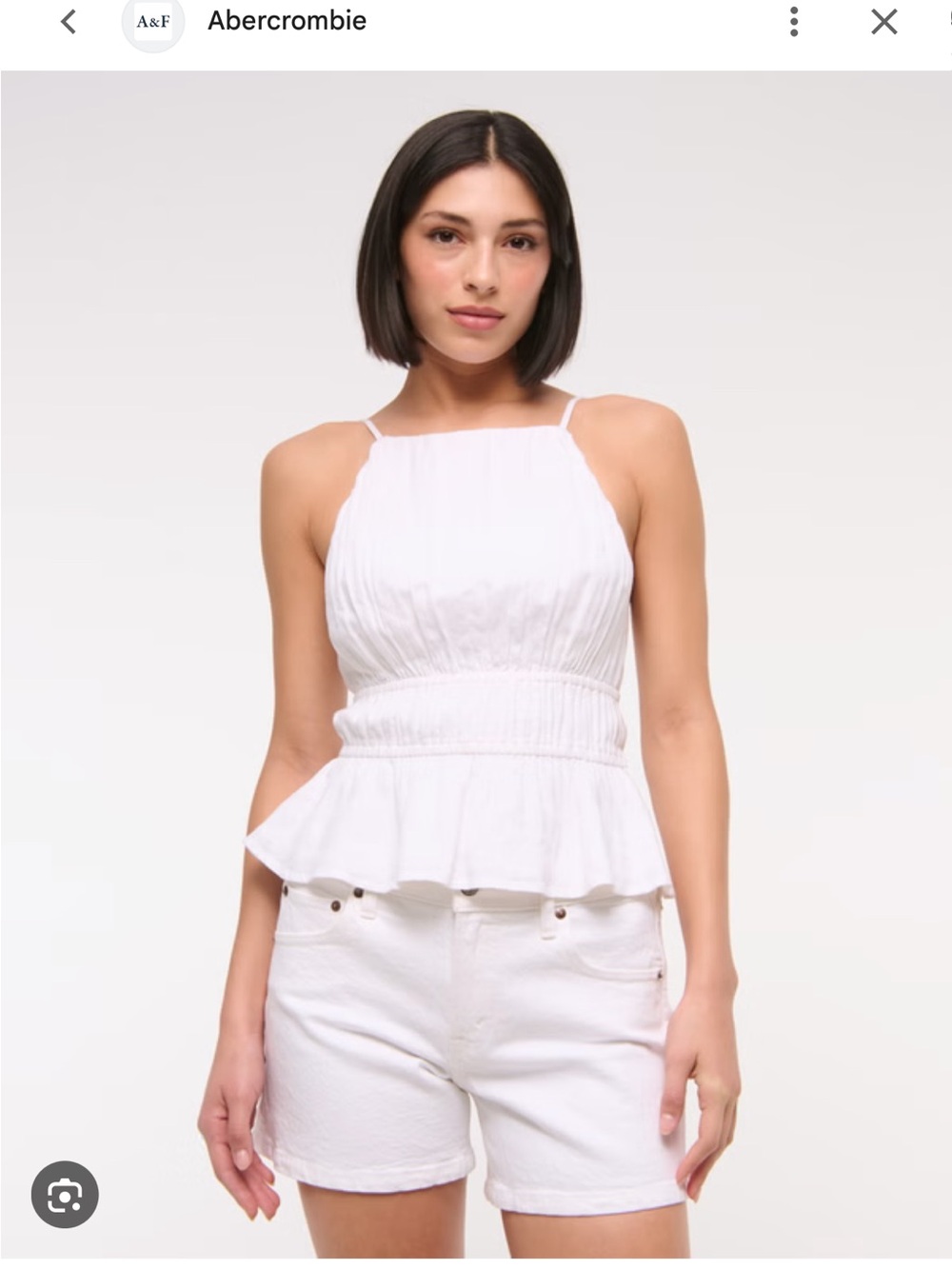 Abercrombie Women’s smocked halter top in white